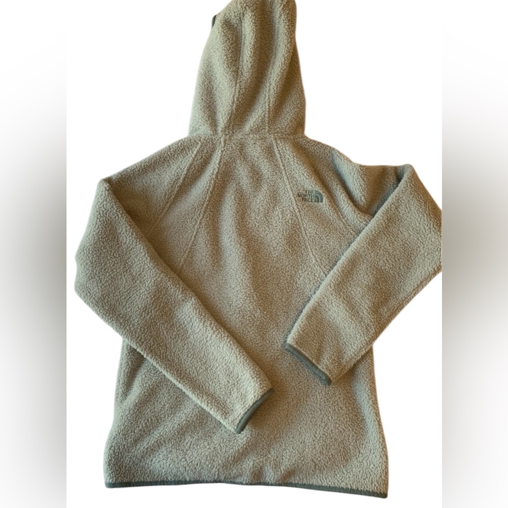 AUTHENTIC North Face pullover fleece hooded Sage mint green pockets coat sweater - Picture 3 of 9